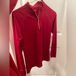 Red tight turtle neck jacket